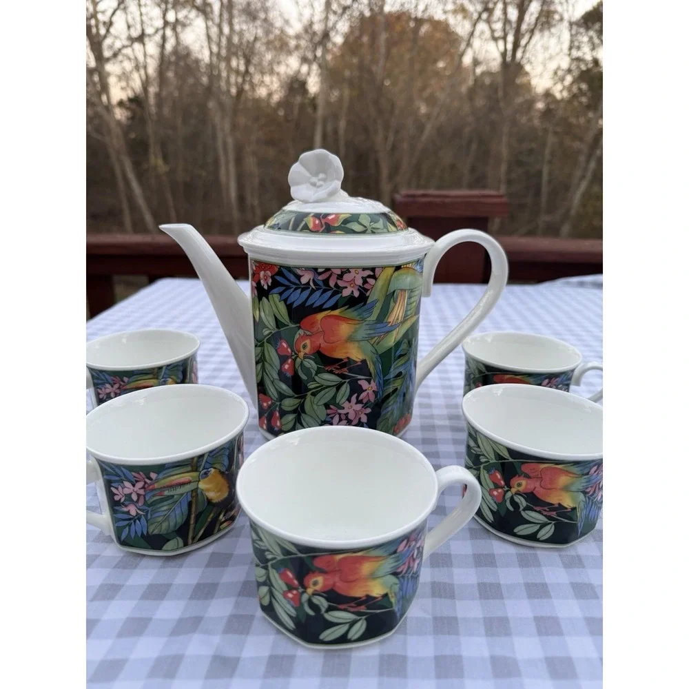 Rare Villeroy & Boch/Gallo Serengeti  Teapot & Cups Jungle Germany  Discontinued